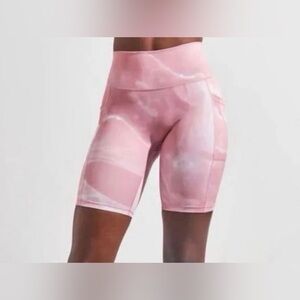 BuffBunny Elysium XS ROSE QUARTZ Marble Biker Shorts, NWT pink, pockets
